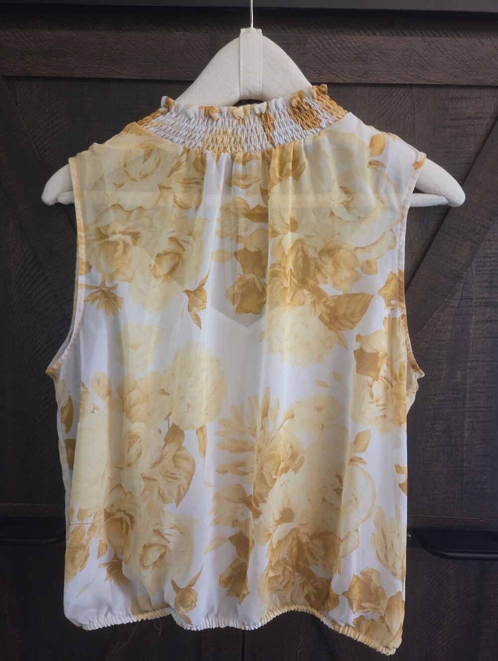 Express Yellow Floral Smocked Neck Sleeveless Camisole